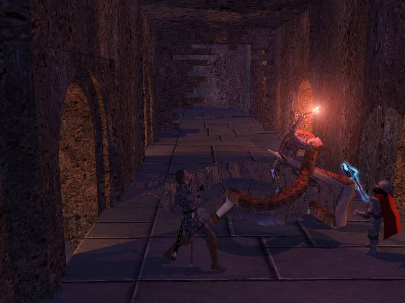 Day of the Tentacle.jpg - A scene from the ruined orc city of Gadûhvrás - the Lurker Beneath siezes Sigred of Narthal, to the horror of Surya and Hildraft.